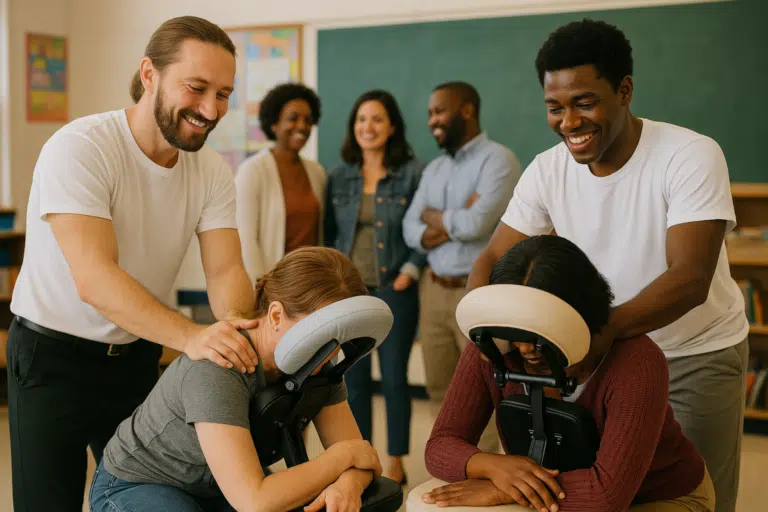 On-site chair massage services right at school.