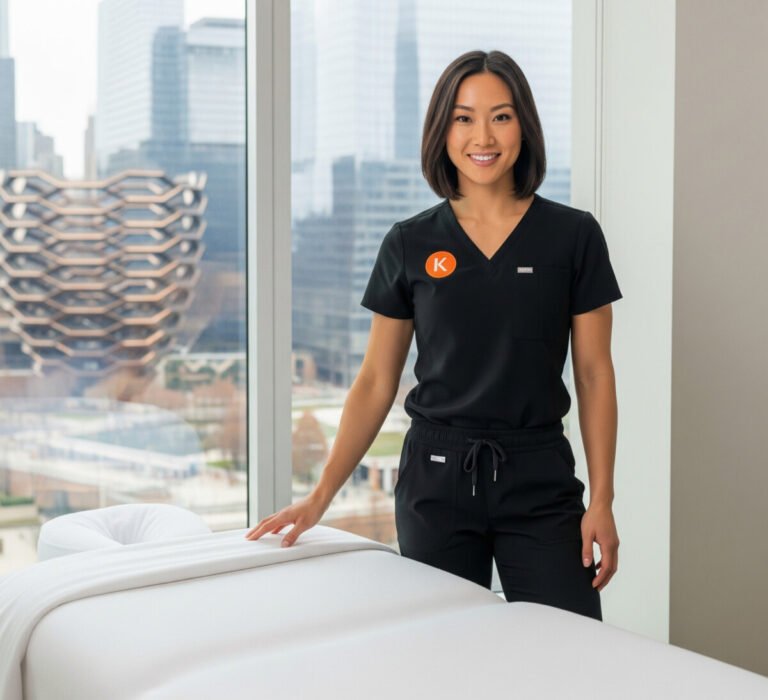 House Call Massage Manhattan: Luxury Wellness at Your Doorstep 6 Therapist preparing for a massage.